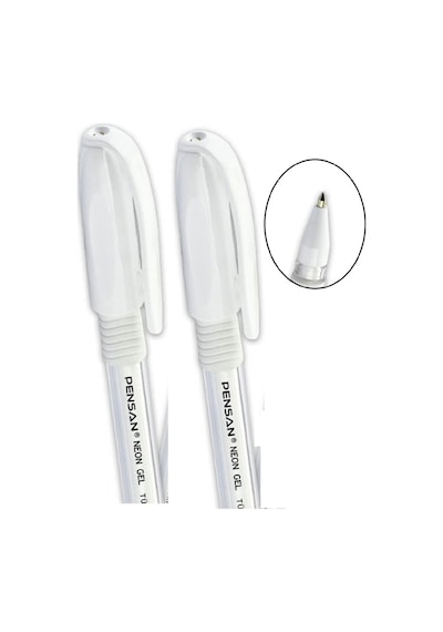 Beyaz Neon Tükenmez Kalem Jel 1.0 Mm 2 Adet