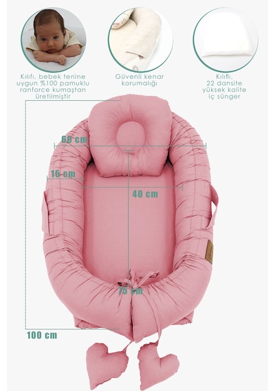 Babynest Ortopedik Bebek Yatağı, Anne Yanı Bebek Yatağı, Ergonomik Tasarım, Morremix Serisi