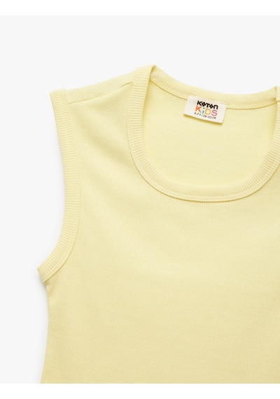 Koton Pamuklu Kolsuz Bisiklet Yaka Fitilli Slim Fit Crop Atlet Sarı 5skg30138ak Sarı