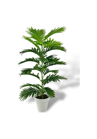 Yapay Çiçek Tropik Areka 80cm 23 Yapraklı Salon Çiçeği Beyaz Saksılı Yapay Bitki