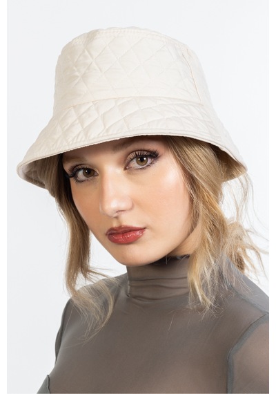 Ladycolor Kışlık Kapitone Bucket Balıkçı Şapka Krem Krem