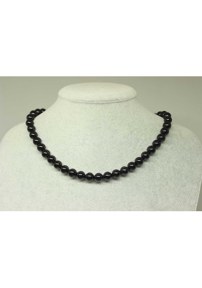 Obsidyen Taşı Kolye 8mm (Klipsli) Altın