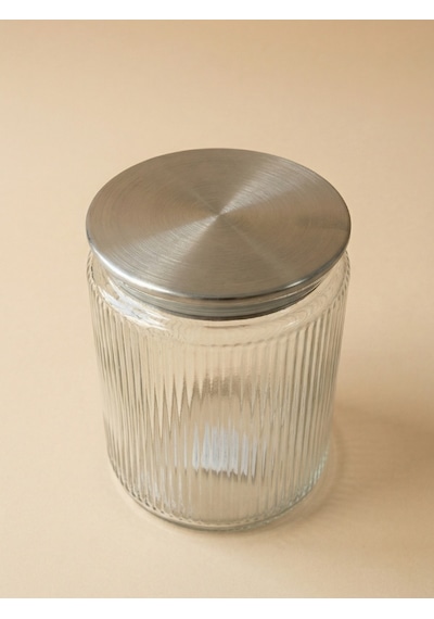 Leelahome Metal Vakum Kapaklı Cam Saklama Kabı 1000 Ml Şeffaf