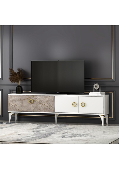 T0019 Zümrüt Alt Modül Tv Ünitesi Gordion Mermer/beyaz T0019 Zümrüt Alt Modül Tv Ünitesi Gordion Mermer/beyaz