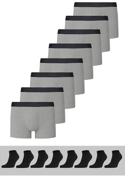Nacar Store Erkek 8 Çorap + 8 Boxer Pamuklu Likralı Ekonomik Paket Gri