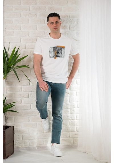 Regular Fit Pamuklu Baskı Detaylı Erkekyazlık T-shirt 001