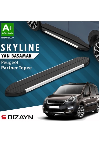 S-dizayn Peugeot Partner 2 Tepee Skyline Aluminyum Yan Basamak 193 Cm 2008-2018 A+ Kalite