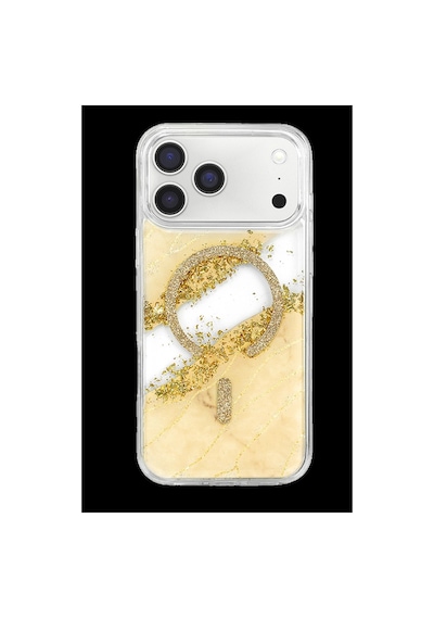 Onegif Apple iPhone Uyumlu,  17 Pro Max Lotus Simli Magsafe Kapak - Gümüş