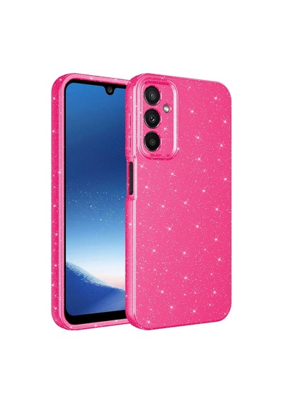 Galaxy A24 Kılıf Kamera Korumalı Simli Lüks Zore Koton Kapak Pembe Koyu