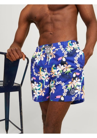 Jack & Jones Jpstfıjı Jjswım Aop Ss24 Ly Sn Erkek Bluing Deniz Şortu - 12253230
