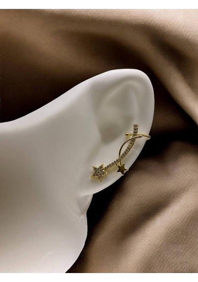 Yıldız Desenli Gold Earcuff Küpe Altın