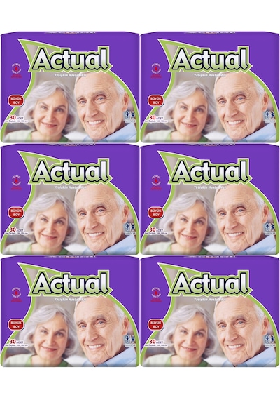 Actual Yetişkin Hasta Bezi Bel Bantlı L-Büyük 180 Adet (6Pk*30)