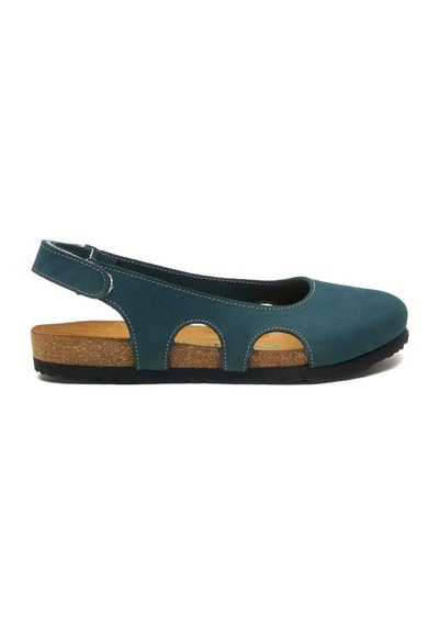 Comfortfusse Belinda - Kadın Ortopedik Hakiki Deri Sandalet Lacivert Nubuk Deri