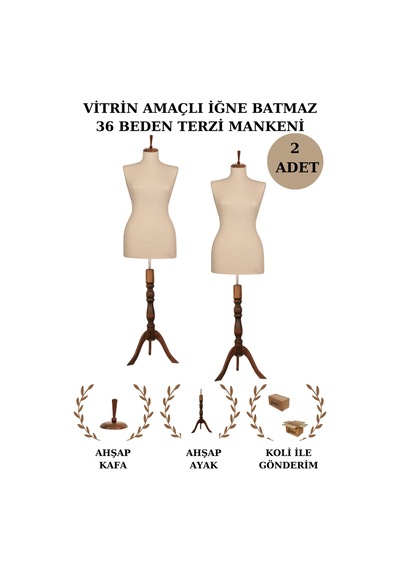 2 Adet Vitrin Amaçlı 36 Beden Terzi Mankeni İğne Batmaz 1