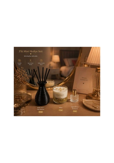 Doğum Günü, Özel Gün, Yeni Ev Hediyesi Siyah Vazo Ve Japon Kirazı Kolonyası Mini Set