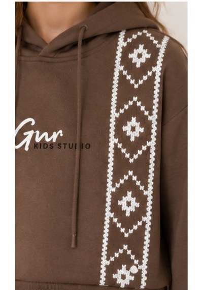 Mila Mood Kız Çocuk Kahverengi Kapüşonlu Desenli Sweatshirt Bol Paça Eşofman 2 Li Takım Mila Mood Kız Çocuk Kahverengi Kapüşonlu Desenli Sweatshirt Bol Paça Eşofman 2 Li Takım