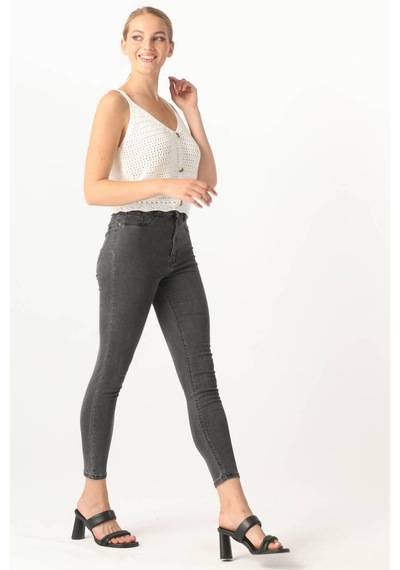 Kadın Gri Skinny Jean Pantolon 001