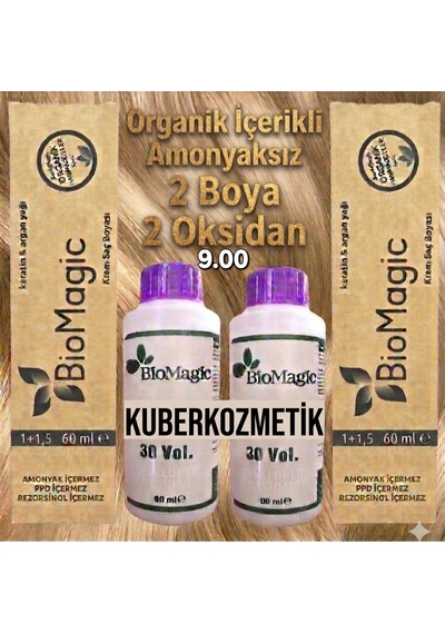 Biomagic 9.00 Sarı Organik İçerikli Amonyaksız Kalıcı Saç Bopyası 2 Boya+ 2 Oksaidan