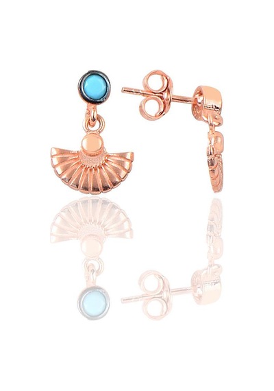 Gümüş Rose Turkuaz Taşlı Deniz Meltemi Midye Küpe Barcode Rose