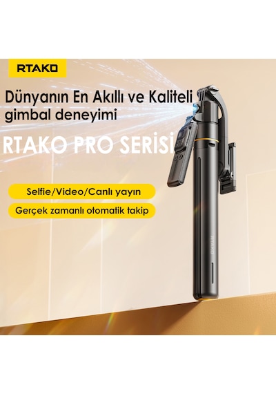 360 Motorlu Aı Yüz Takipli Selfie Stick Tripod Bluetooth Kumandalı Şarjlı Telefon Tutucu