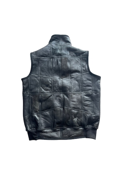 Ln Leather Içi Kürk Hakiki Deri Yakalı Biye Triko Detaylı Siyah-Vizon Yelek