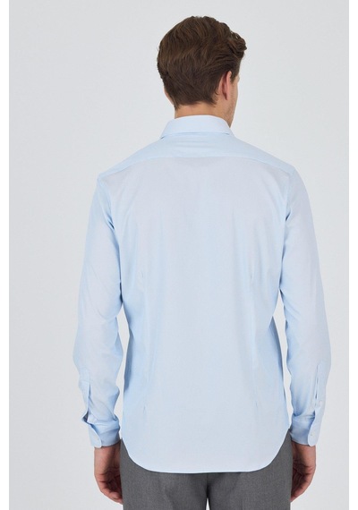 İmza Beyaz Sert Yaka Cepsiz Gabardin Uzun Kol Slim Fit Esnek Gömlek 1004250229 Beyaz