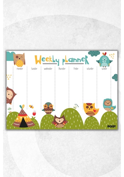 Çocuk Haftalık Planlayıcı - A4 - 30 Yaprak - Öğrenci Planlayıcı - Okul Planlayıcı - Ders Programı - 0526 Çok Renkli