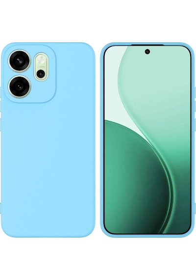 Oppo Reno 14F Uyumlu Silikon Kılıf - Kamera Korumalı Esnek Pastel Renk Kapak - Mavi