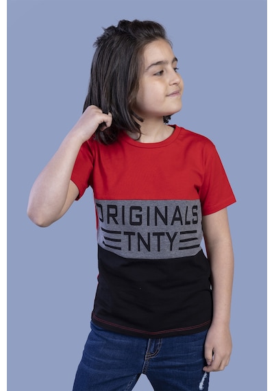 Toontoy Kids Toontoy Erkek Çocuk Garni Detaylı Baskılı Tişört Kırmızı