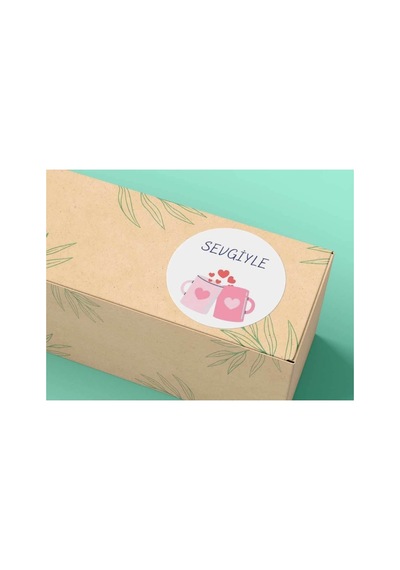 Sevgiyle Etiketi Kalpli Kupa Mat Sticker Evlilik Yıldönümü Aşk Love 4 Cm 40 Adet Çok Renkli