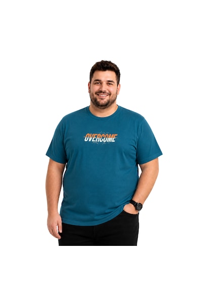 Battalmoda Erkek Büyük Beden Petrol Bisiklet Yaka Kısa Kollu Overcome Tişört 3xl-4xl-5xl-6xl