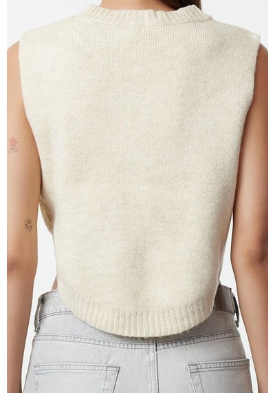 Ersefa Stil Modern Kadın Crop Standart Kol Bisiklet Yaka Yumuşak Dokulu Taş
