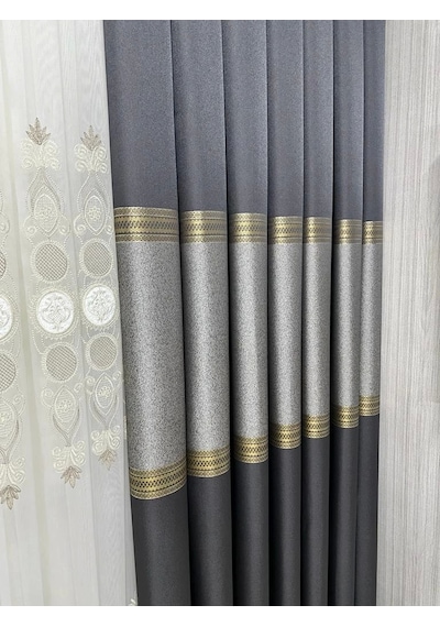 Nivemeshome Manavgat Antrasit-gold Ft632113 V-2501 1/3 Sık Pileli Fon Perde Apm Antrasit