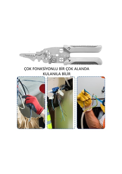 Profesyonel Çok Amaçlı Tel Sıyırıcı Pensesi, Elektrikçiler İçin Kablo Kesme Bükme Ve Sıkma Pensesi