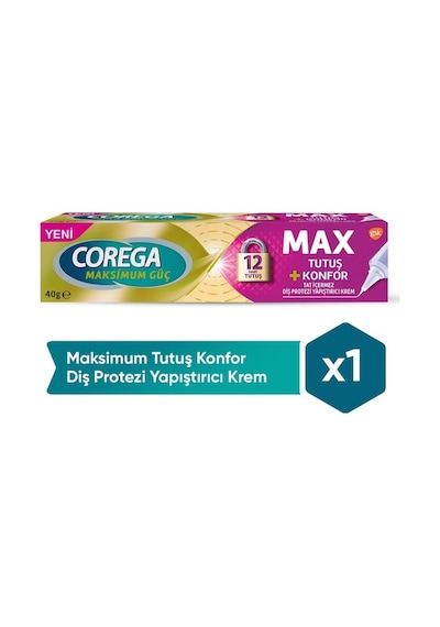 Corega Max Tutuş Ve Konfor Diş Protezi Yapıştırıcı Krem 40g Tüp