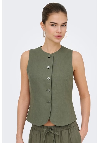 Only Onlgoa Regular Fit Bisiklet Yaka Düğmeli Yelek Bayan Yelek 15363724 Haki