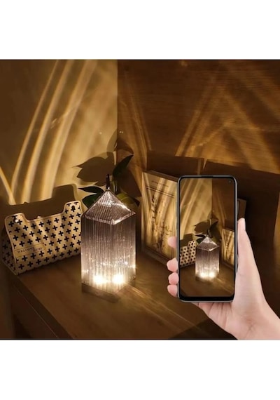 Lw-19 Kristal Elmas 16 Renkli Masa Lambası Kumandalı Romantik Akrilik Led Gece Lambası