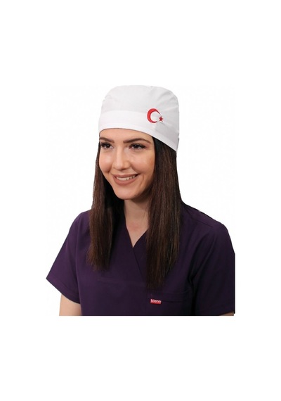 Beyaz Ayyıldız İşlemeli Cerrahi Bone - Doktor Bone-Standart-101 Beyaz