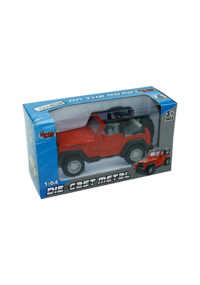 1:64 Ölçek Metal Döküm Kırmızı Jeep Oyuncak Araba - Off-road Arazi Aracı Die-cast Model Çok Renkli