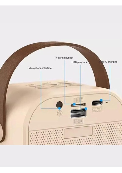 K12 Kablosuz Bluetooth Hoparlör Pembe Karaoke Mikrofon 5 Ses Efektli Rgb Hd Stereo Ses Usb/sd/fm