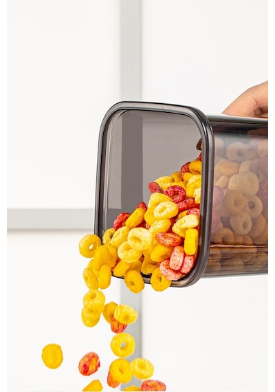 Meleni Home 12'li Set Pino Etiketli Büyük Boy Kare Erzak Saklama Kabı Seti Antrasit 12 X 1.10 Lt