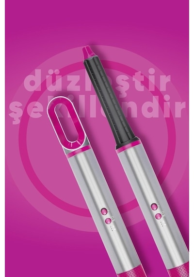 Heifer Air Shape 7'si 1 Arada Saç Şekillendirici Set İyon Teknolojili 18 Cm Metal Plaka 3 Isı Ayarı Pembe