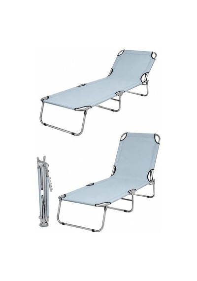 Bysay Katlanır Şezlong, Gri, Metal İskelet Ve Dayanıklı Kumaş, 55x188x27 Cm, Kamp, Plaj, Bahçe Kullanımı İçin Çok Renkli