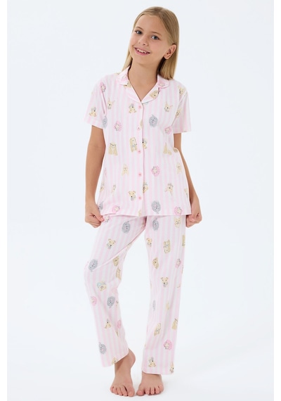 Rolypoly Kız Çocuk Pembe Gömlek Pijama Takım 5274-49705 Pembe
