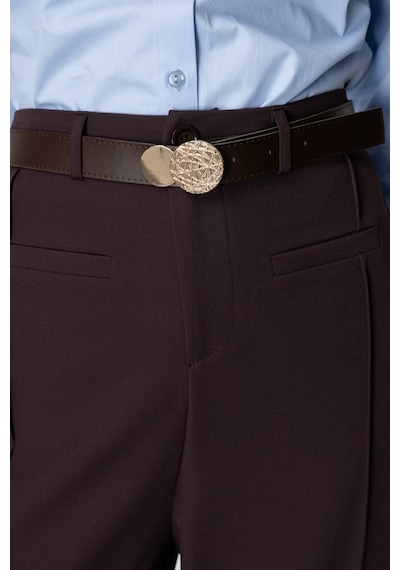 On Kadın Beli Kemerli Bol Paça Pantolon 64133 Kahverengi Kahverengi