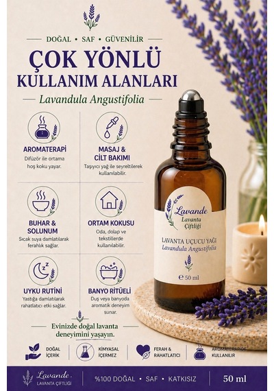 Lavande Lavanta Çiftliği Lavanta Yağı L.angustifolia RollOn 50 ML
