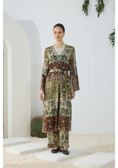 Aker Haki Desenli Britli Kimono Haki Haki