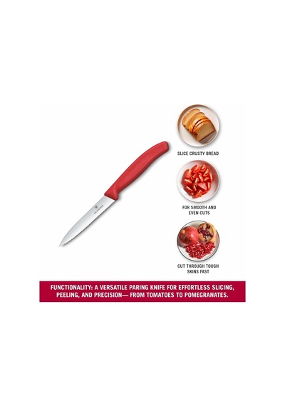Victorinox 6.7731.c1 Swiss Classic 10cm Tırtıklı Soyma Bıçağı, Kırmızı Çok Renkli