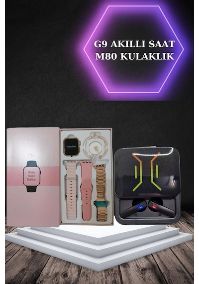 Wireless Şarjlı Akıllı Saat Ve Dijital Göstergeli Kablosuz Bluetooth Kulaklık Nabız Ölçer 3 Farklı Kordon, Bileklik
