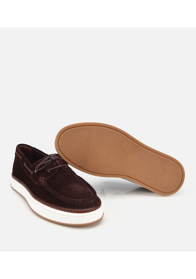 Hotiç Erkek Süet Deri Kahverengi Bağcık Detaylı Günlük Loafer 02ayh319380a480 02ayh319380a480